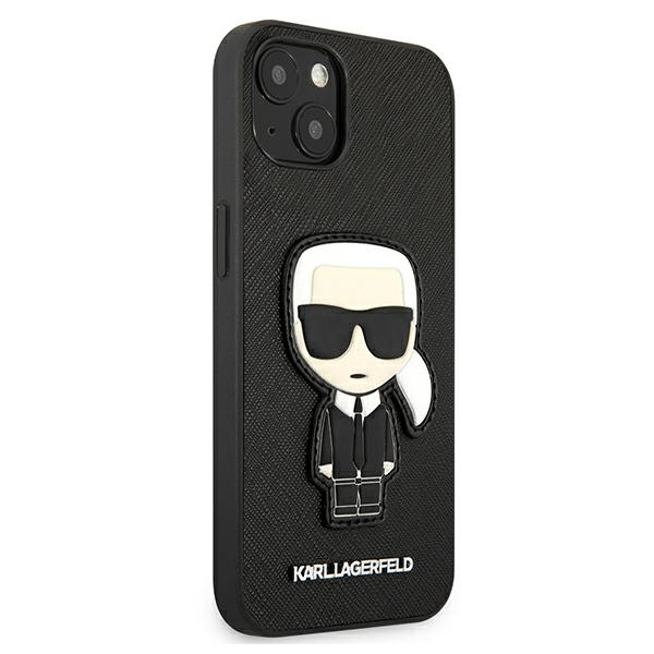 Case KARL LAGERFELD Apple iPhone 13 Mini Saffiano Iconic Karl`s Patch Black Hardcase
